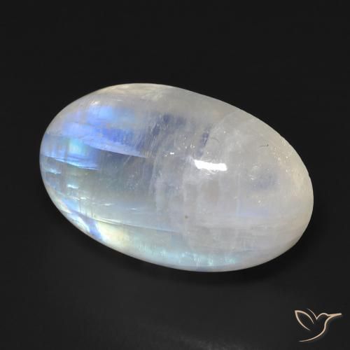 9,17 ctw natürlicher Bläulich-weiß Regenbogenmondstein, Oval, Transparent