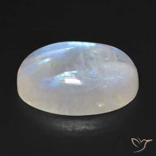 9,17 ctw natürlicher Bläulich-weiß Regenbogenmondstein, Oval, Transparent