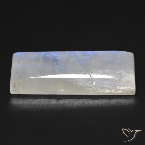 9,17 ctw natürlicher Bläulich-weiß Regenbogenmondstein, Baguette, Transparent
