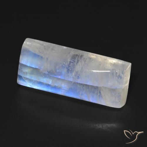 9,17 ctw natürlicher Bläulich-weiß Regenbogenmondstein, Baguette, Transparent