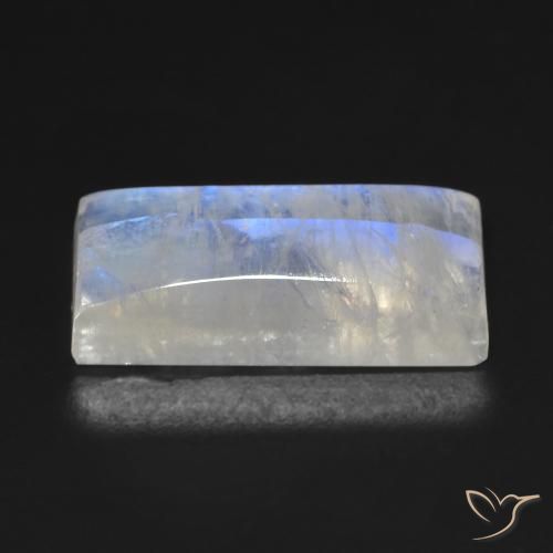 9,17 ctw natürlicher Bläulich-weiß Regenbogenmondstein, Baguette, Transparent