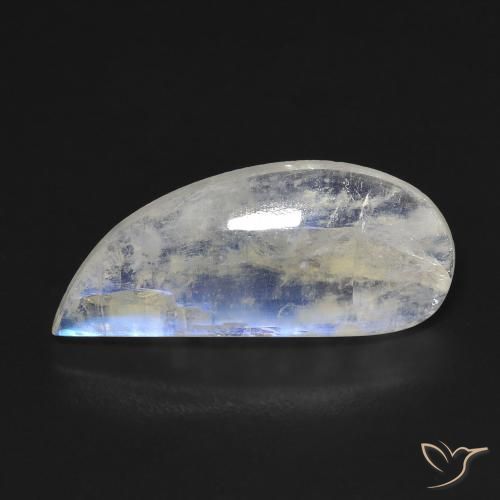 7.16ct Natürlicher Bläulich-weiß Regenbogenmondstein, Fantasie, Transparent