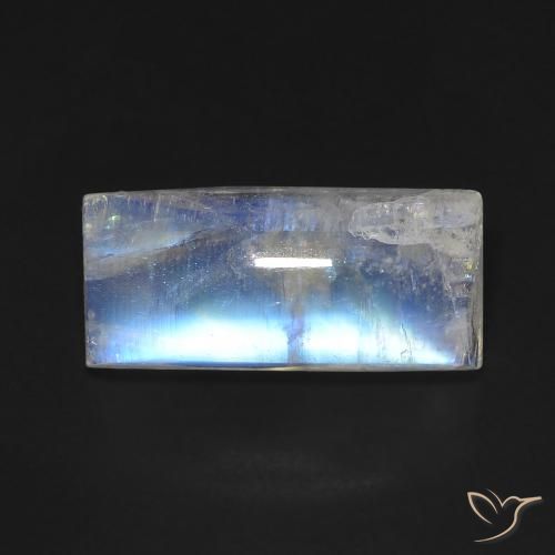 5.90ct Natürlicher Bläulich-weiß Regenbogenmondstein, Baguette, Transparent