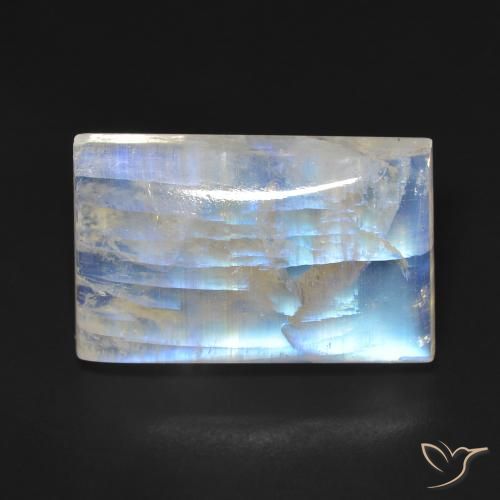 17.69ct Natürlicher Bläulich-weiß Regenbogenmondstein, Baguette, Transparent