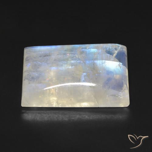 9,17 ctw natürlicher Bläulich-weiß Regenbogenmondstein, Baguette, Transparent