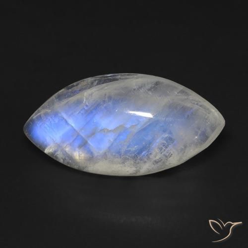 10.53ct Natürlicher Bläulich-weiß Regenbogenmondstein, Marquise, Transparent