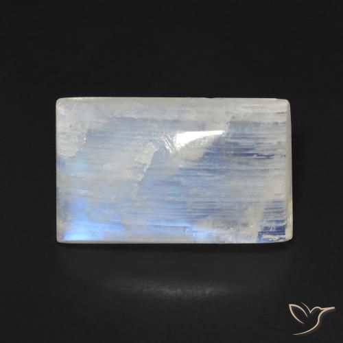 10.02ct Natürlicher Bläulich-weiß Regenbogenmondstein, Baguette, Transparent