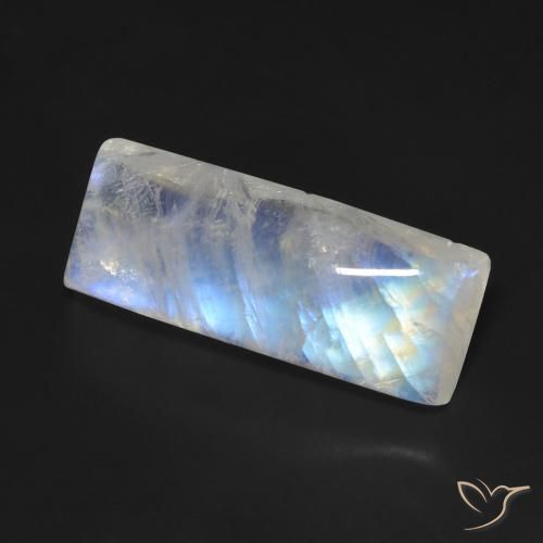 9,17 ctw natürlicher Bläulich-weiß Regenbogenmondstein, Baguette, Transparent