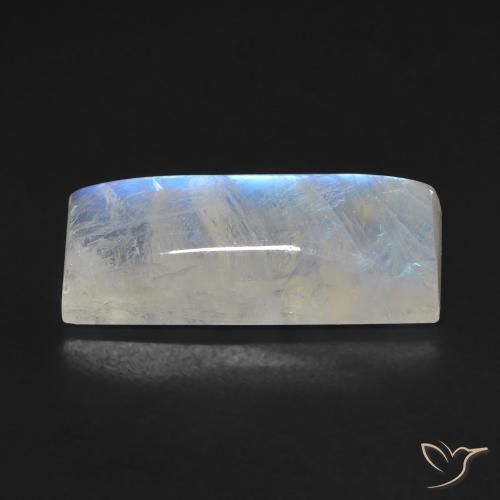 9,17 ctw natürlicher Bläulich-weiß Regenbogenmondstein, Baguette, Transparent