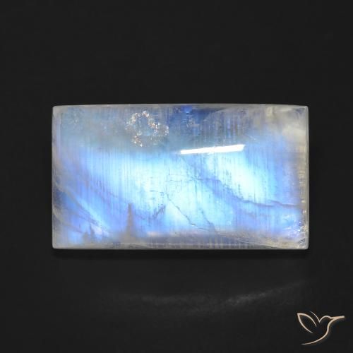 11.68ct Natürlicher Bläulich-weiß Regenbogenmondstein, Baguette, Transparent