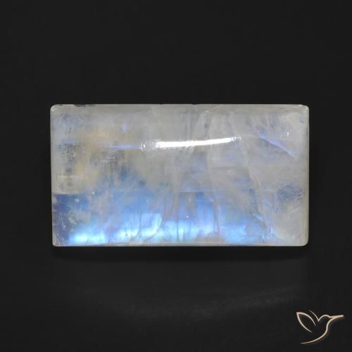 15.37ct Natürlicher Bläulich-weiß Regenbogenmondstein, Baguette, Transparent