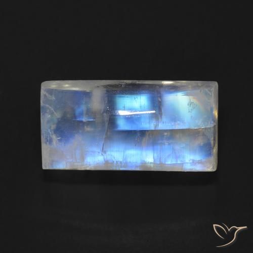 7.06ct Natürlicher Bläulich-weiß Regenbogenmondstein, Baguette, Transparent