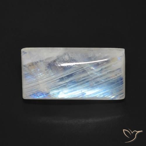 9.27ct Natürlicher Bläulich-weiß Regenbogenmondstein, Baguette, Transparent