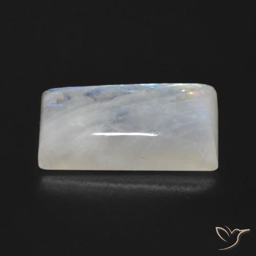 9,17 ctw natürlicher Bläulich-weiß Regenbogenmondstein, Baguette, Transparent