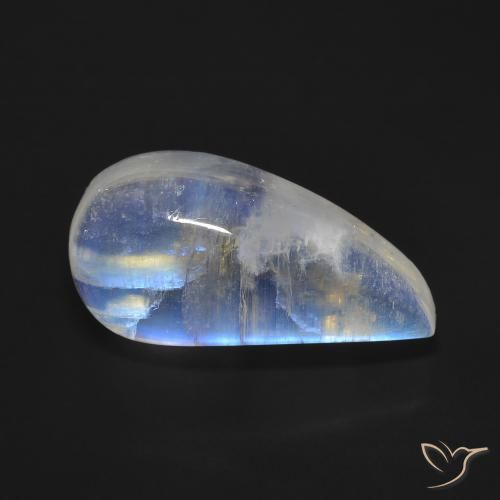10.59ct Natürlicher Bläulich-weiß Regenbogenmondstein, Fantasie, Transparent