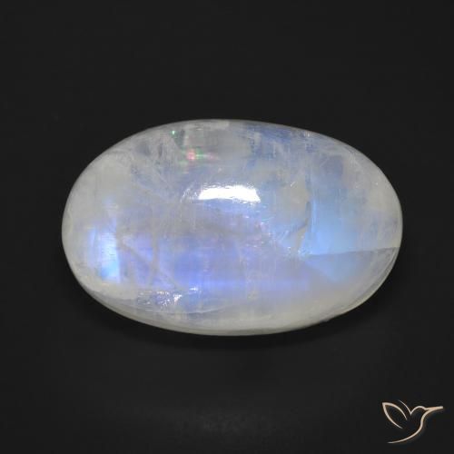 19.49ct Natürlicher Bläulich-weiß Regenbogenmondstein, Oval, Lichtundurchlässig