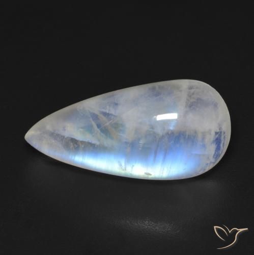 8.48ct Natürlicher Bläulich-weiß Regenbogenmondstein, Birnenform, Transparent