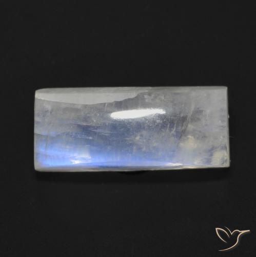 7.87ct Natürlicher Bläulich-weiß Regenbogenmondstein, Baguette, Transparent
