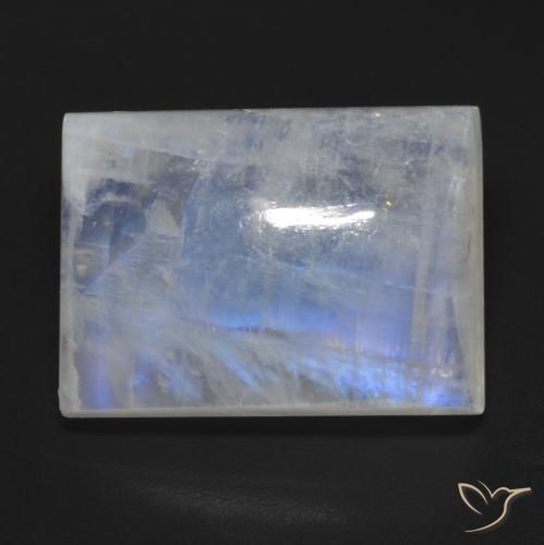 13.18ct Natürlicher Bläulich-weiß Regenbogenmondstein, Baguette, Transparent