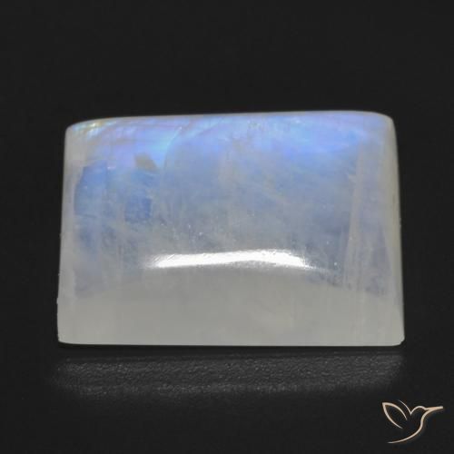 9,17 ctw natürlicher Bläulich-weiß Regenbogenmondstein, Baguette, Transparent