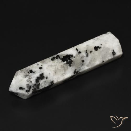34.49ct Natürlicher Weiß mit Schwarz Regenbogenmondstein, Fantasie, Lichtundurchlässig