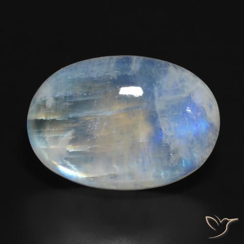 19.81ct Natürlicher Bläulich-weiß Regenbogenmondstein, Oval, Lichtdurchlässig