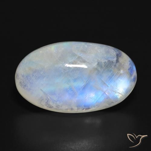 16.92ct Natürlicher Bläulich-weiß Regenbogenmondstein, Oval, Lichtdurchlässig