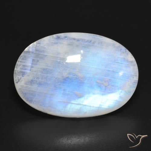16.62ct Natürlicher Bläulich-weiß Regenbogenmondstein, Oval, Lichtdurchlässig
