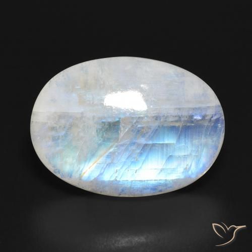 13.54ct Natürlicher Bläulich-weiß Regenbogenmondstein, Oval, Lichtdurchlässig
