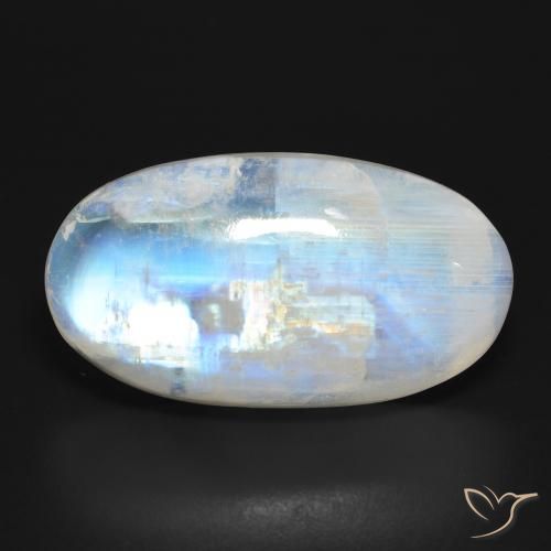 26.86ct Natürlicher Bläulich-weiß Regenbogenmondstein, Oval, Lichtdurchlässig