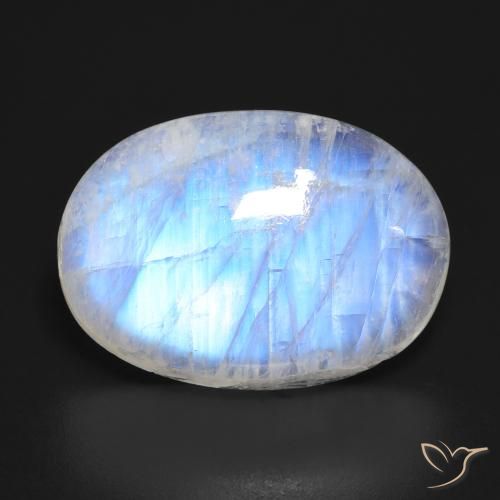 23.16ct Natürlicher Bläulich-weiß Regenbogenmondstein, Oval, Lichtdurchlässig