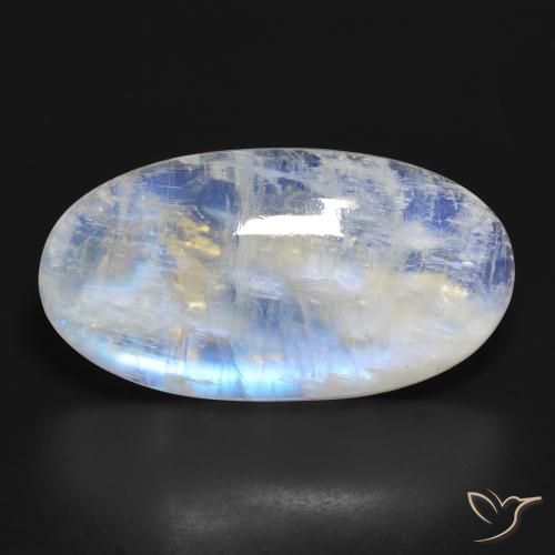 34.30ct Natürlicher Bläulich-weiß Regenbogenmondstein, Oval, Transparent