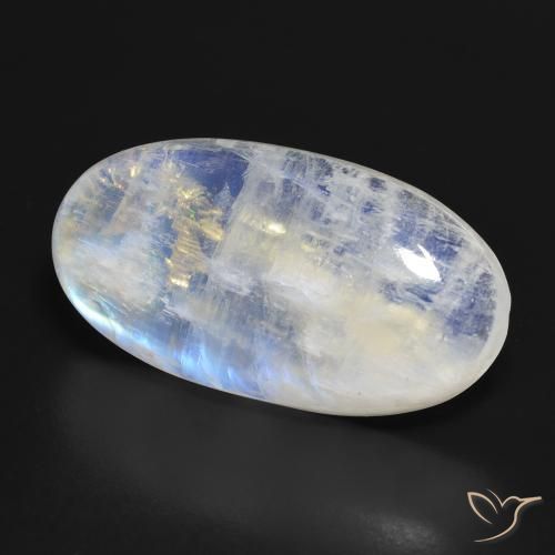 9,17 ctw natürlicher Bläulich-weiß Regenbogenmondstein, Oval, Transparent