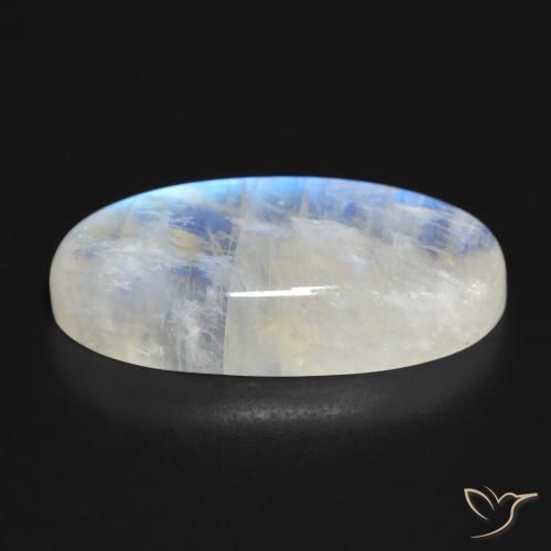 9,17 ctw natürlicher Bläulich-weiß Regenbogenmondstein, Oval, Transparent