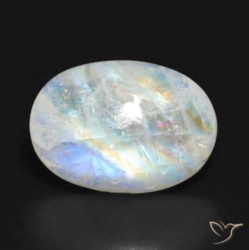 12.72ct Natürlicher Bläulich-weiß Regenbogenmondstein, Oval, Lichtdurchlässig