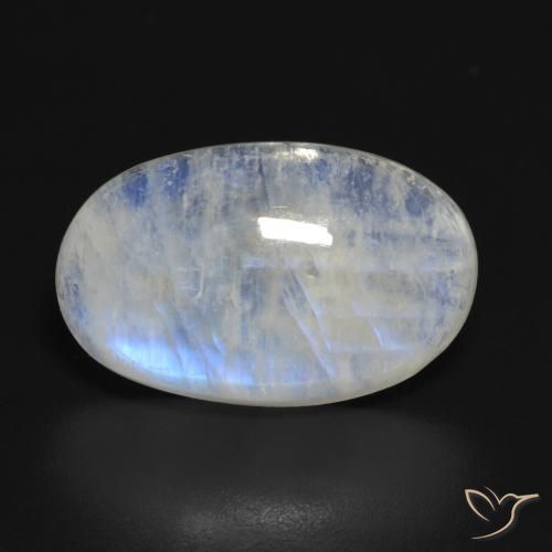 13.87ct Natürlicher Bläulich-weiß Regenbogenmondstein, Oval, Lichtdurchlässig