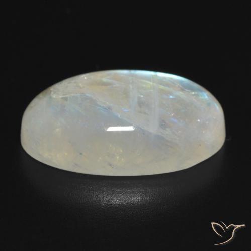9,17 ctw natürlicher Bläulich-weiß Regenbogenmondstein, Oval, Lichtdurchlässig