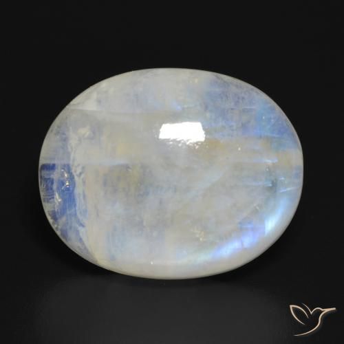 19.86ct Natürlicher Bläulich-weiß Regenbogenmondstein, Oval, Lichtdurchlässig