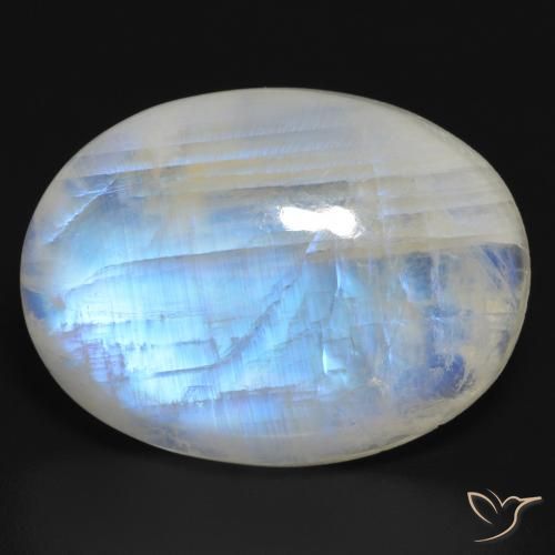 26.57ct Natürlicher Bläulich-weiß Regenbogenmondstein, Oval, Lichtdurchlässig