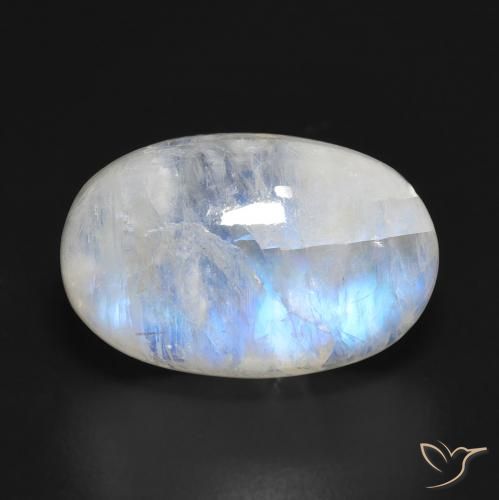 11.83ct Natürlicher Bläulich-weiß Regenbogenmondstein, Oval, Lichtdurchlässig