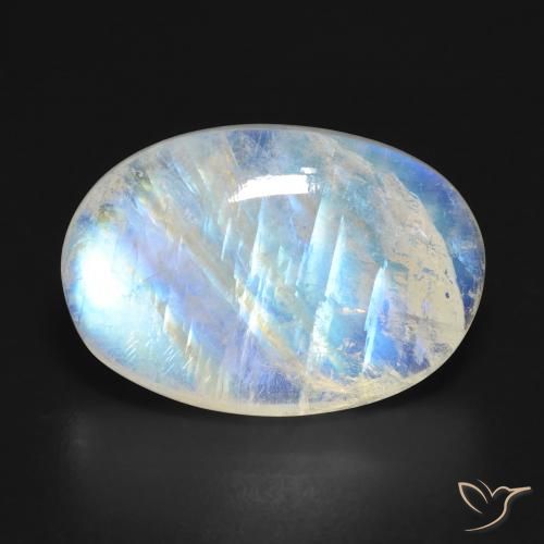 16.07ct Natürlicher Bläulich-weiß Regenbogenmondstein, Oval, Lichtdurchlässig
