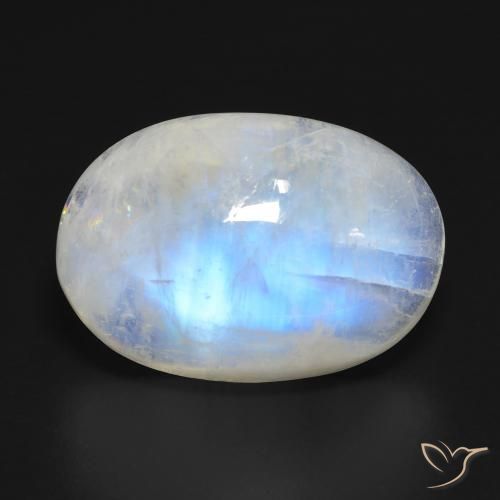 20.99ct Natürlicher Bläulich-weiß Regenbogenmondstein, Oval, Transparent