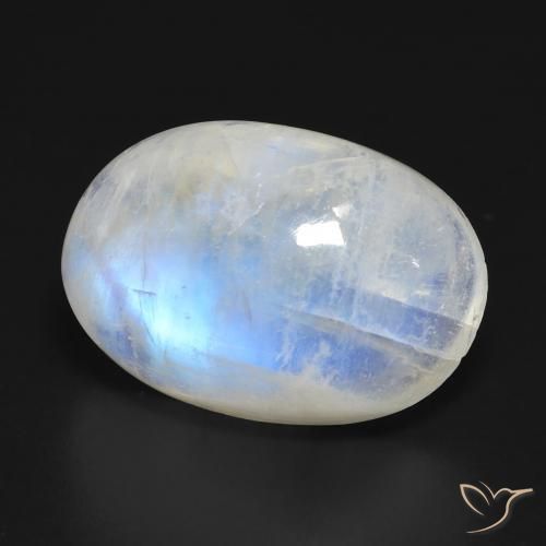 9,17 ctw natürlicher Bläulich-weiß Regenbogenmondstein, Oval, Transparent