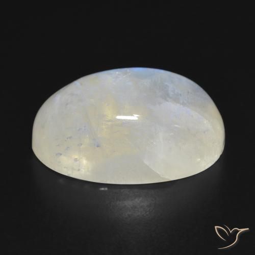 9,17 ctw natürlicher Bläulich-weiß Regenbogenmondstein, Oval, Transparent