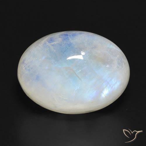 14.50ct Natürlicher Bläulich-weiß Regenbogenmondstein, Oval, Lichtdurchlässig