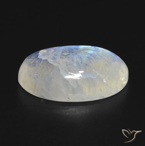 9,48 ctw natürlicher weißer Regenbogen-Mondstein, Oval Schliff, Transparent