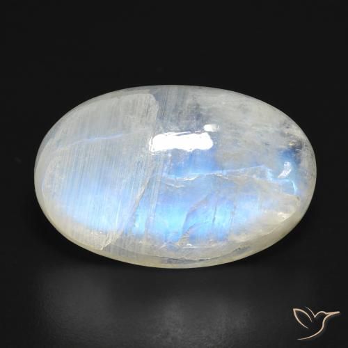16.32ct Natürlicher Bläulich-weiß Regenbogenmondstein, Oval, Lichtdurchlässig