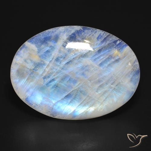 45.90ct Natürlicher Bläulich-weiß Regenbogenmondstein, Oval, Lichtdurchlässig