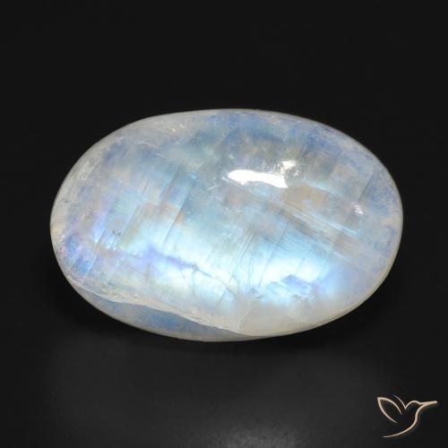 13.53ct Natürlicher Bläulich-weiß Regenbogenmondstein, Oval, Lichtdurchlässig