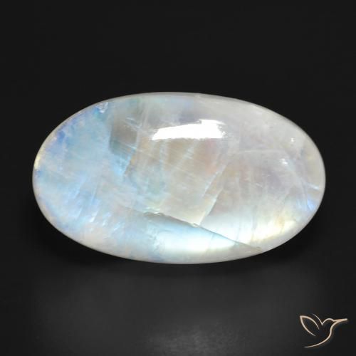 25.94ct Natürlicher Bläulich-weiß Regenbogenmondstein, Oval, Lichtdurchlässig